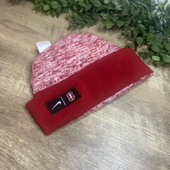 Nike Reversible Stanford Cardinal Red & White Knit Beanie Men's One Size - Picture 3 of 4